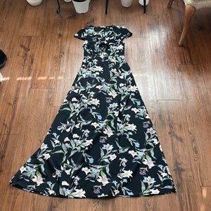 Long tropical print dress, size small